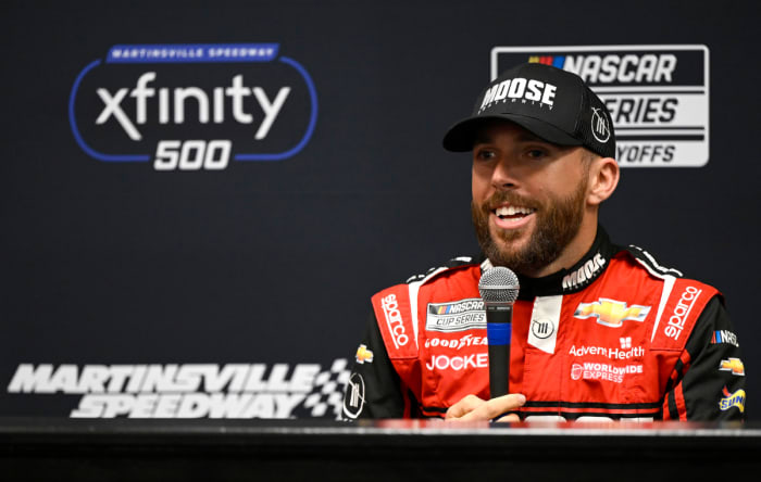 Ross Chastain was still enthralled at what he did in the final lap of this past Sunday's race at Martinsville Speedway that put him in this Sunday's championship race in Phoenix. (Photo by Eakin Howard/Getty Images)